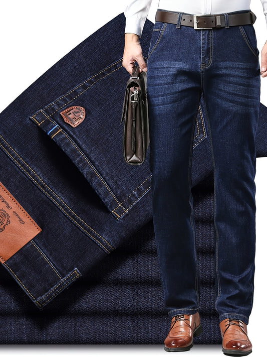 Men'S Jeans, Loose, Cotton High Quality Pants, Plus Size, Straight Pants, Stretch, Four Seasons, Thick, Stylish, Work Pants, Slacks, Stacked Jeans