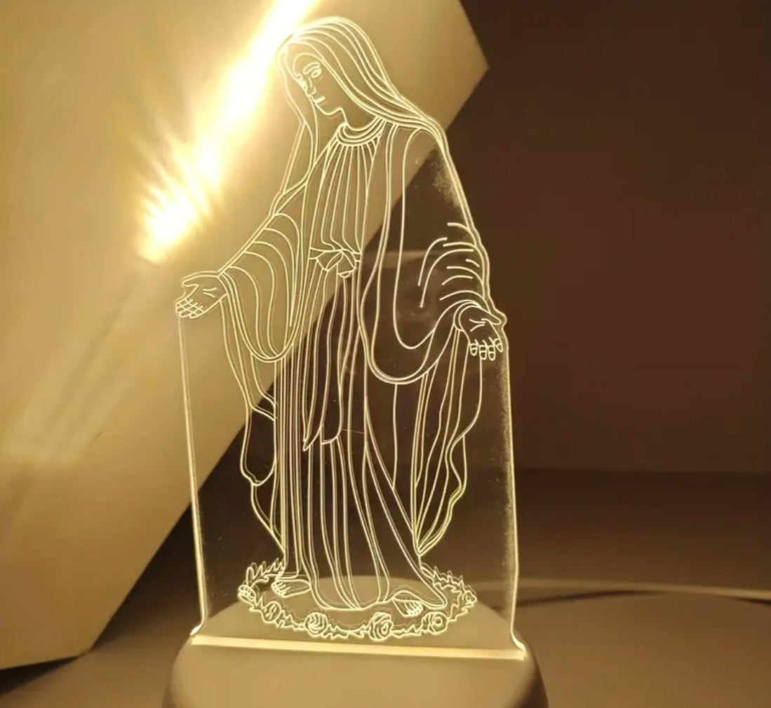 Lumière LED 3D de la Vierge Marie