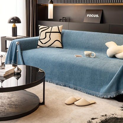 1pc Luxurious Waterproof Sofa Cover with Tassels - Durable, Washable, and Universal Furniture Protector for Living Room Home Decor - Stylish Couch Slipcover and Throw Blanket Alternative