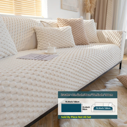 1pc Plush Nordic Sofa Slipcover - Anti-Slip, Fashionable, Simple Modern Design, Four Seasons Universal Fit, Furniture Protector for Bedroom, Office, Living Room Home Decor - Easy to Clean, Stain-Resistant, Soft, Breathable, a