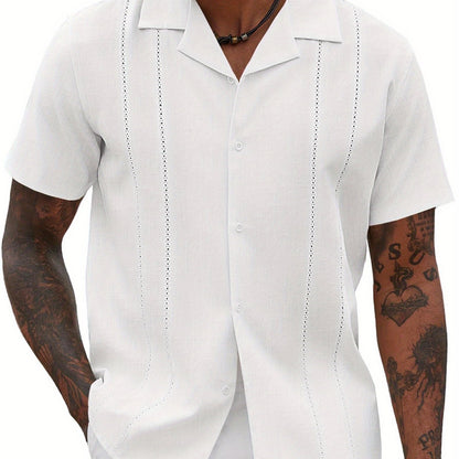 ELESOL Guayabera Shirts for Men Cuban Short Sleeve Button Summer Shirts