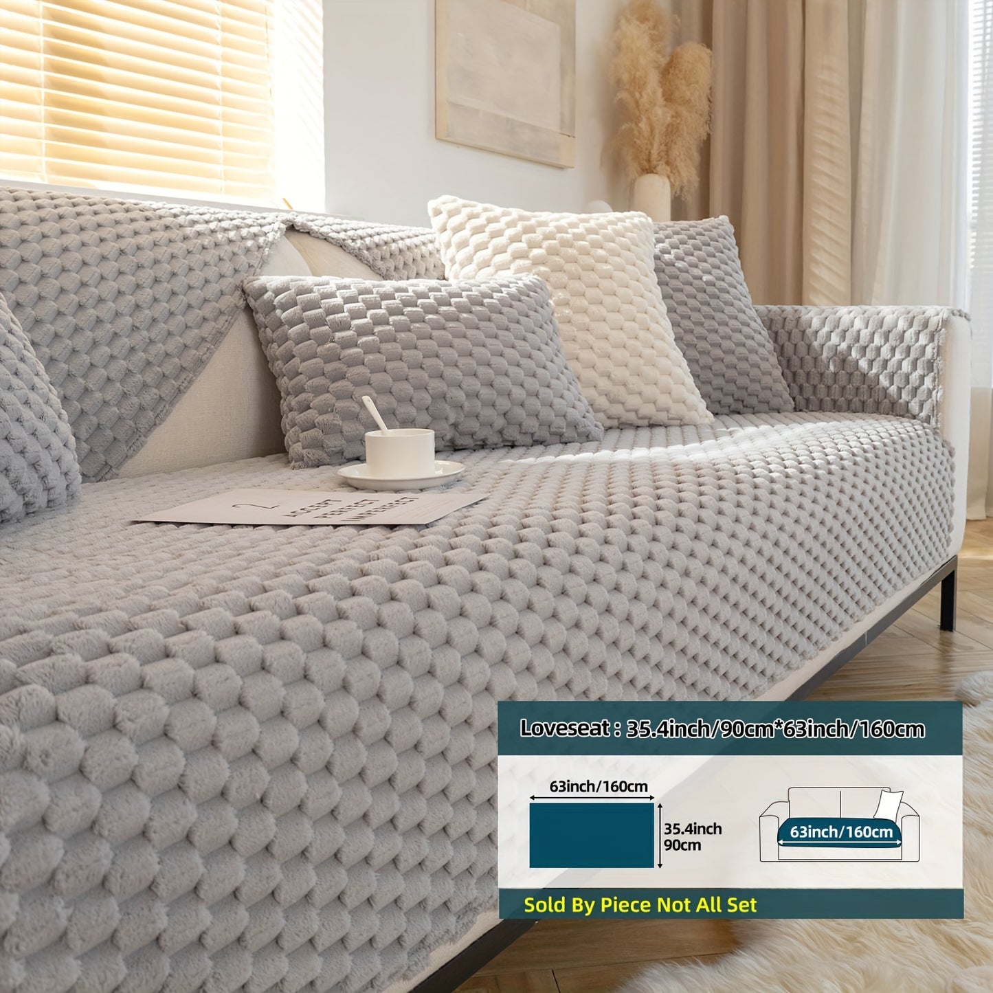 1pc Plush Nordic Sofa Slipcover - Anti-Slip, Fashionable, Simple Modern Design, Four Seasons Universal Fit, Furniture Protector for Bedroom, Office, Living Room Home Decor - Easy to Clean, Stain-Resistant, Soft, Breathable, a