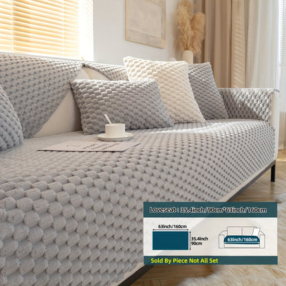 1pc Plush Nordic Sofa Slipcover - Anti-Slip, Fashionable, Simple Modern Design, Four Seasons Universal Fit, Furniture Protector for Bedroom, Office, Living Room Home Decor - Easy to Clean, Stain-Resistant, Soft, Breathable, a