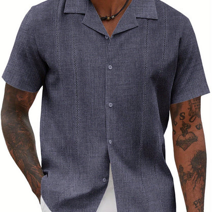 ELESOL Guayabera Shirts for Men Cuban Short Sleeve Button Summer Shirts
