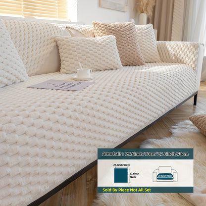 1pc Plush Nordic Sofa Slipcover - Anti-Slip, Fashionable, Simple Modern Design, Four Seasons Universal Fit, Furniture Protector for Bedroom, Office, Living Room Home Decor - Easy to Clean, Stain-Resistant, Soft, Breathable, a