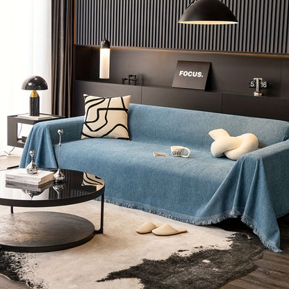 1pc Luxurious Waterproof Sofa Cover with Tassels - Durable, Washable, and Universal Furniture Protector for Living Room Home Decor - Stylish Couch Slipcover and Throw Blanket Alternative