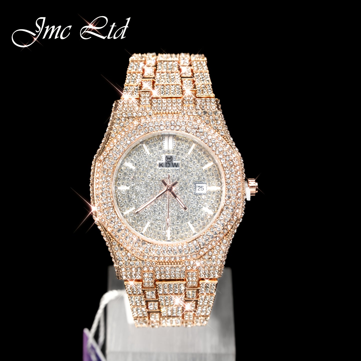 Luxury Hip-Hop Style Watch West Coast Quartz Watch For Men Fully Diamond-Studded Rhinestone Accessory Watch High-End Design Perfect Christmas Gift Wedding Present And Top Gift Choice, Without Battery