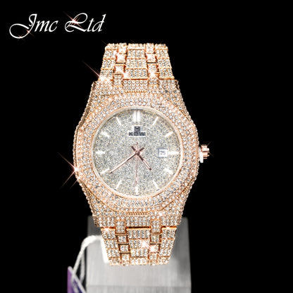 Luxury Hip-Hop Style Watch West Coast Quartz Watch For Men Fully Diamond-Studded Rhinestone Accessory Watch High-End Design Perfect Christmas Gift Wedding Present And Top Gift Choice, Without Battery