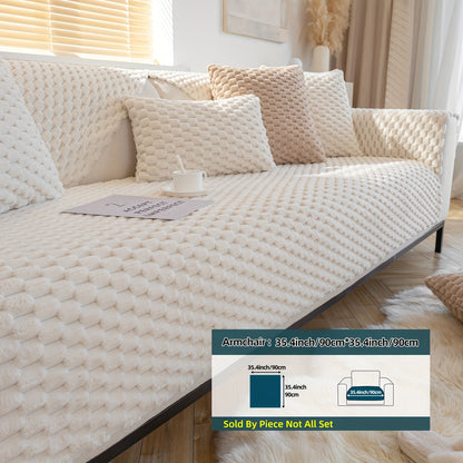 1pc Plush Nordic Sofa Slipcover - Anti-Slip, Fashionable, Simple Modern Design, Four Seasons Universal Fit, Furniture Protector for Bedroom, Office, Living Room Home Decor - Easy to Clean, Stain-Resistant, Soft, Breathable, a