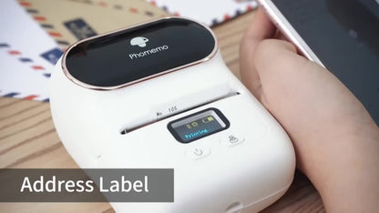 1 Roll 40x30mm Label Phomemo M110 Portable Thermal Label Maker - Wireless, Rechargeable, Compact Printer for Product, Address, Small Business, Sticker, Home, DIY - Compatible with Android, iOS, Windows & Mac