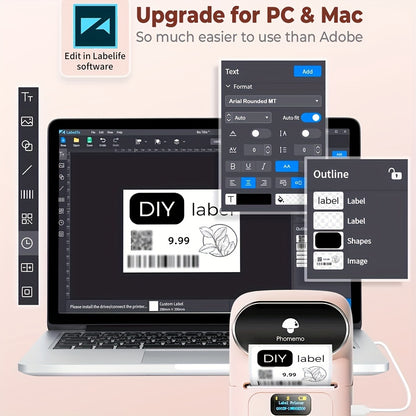 1 Roll 40x30mm Label Phomemo M110 Portable Thermal Label Maker - Wireless, Rechargeable, Compact Printer for Product, Address, Small Business, Sticker, Home, DIY - Compatible with Android, iOS, Windows & Mac