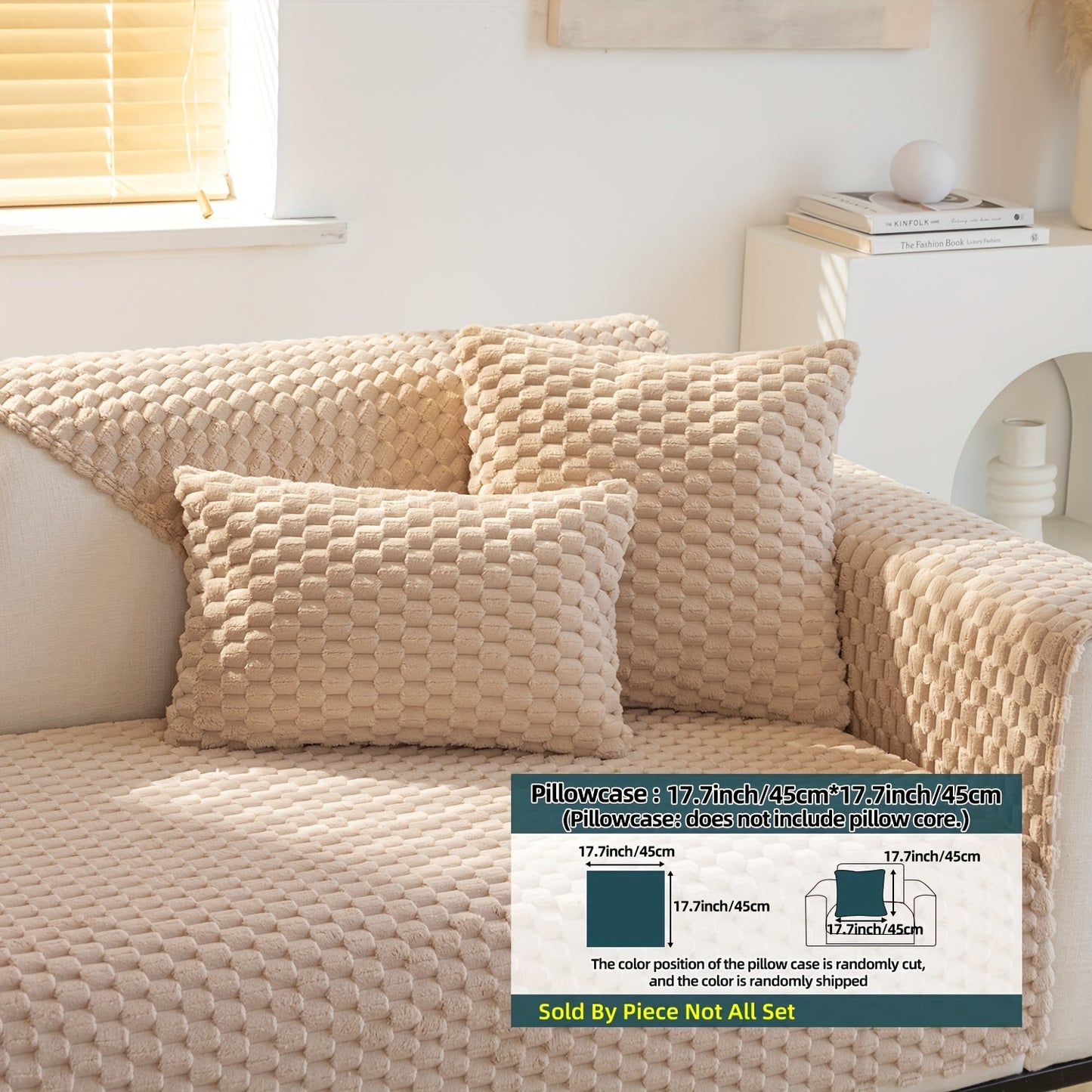 1pc Plush Nordic Sofa Slipcover - Anti-Slip, Fashionable, Simple Modern Design, Four Seasons Universal Fit, Furniture Protector for Bedroom, Office, Living Room Home Decor - Easy to Clean, Stain-Resistant, Soft, Breathable, a