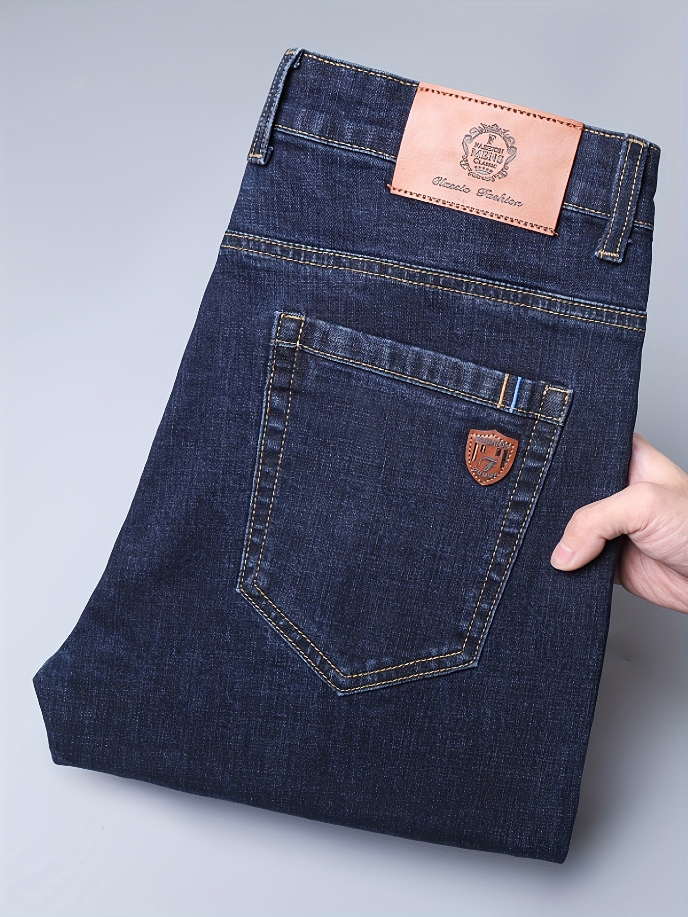 Men'S Jeans, Loose, Cotton High Quality Pants, Plus Size, Straight Pants, Stretch, Four Seasons, Thick, Stylish, Work Pants, Slacks, Stacked Jeans