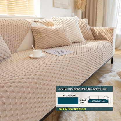 1pc Plush Nordic Sofa Slipcover - Anti-Slip, Fashionable, Simple Modern Design, Four Seasons Universal Fit, Furniture Protector for Bedroom, Office, Living Room Home Decor - Easy to Clean, Stain-Resistant, Soft, Breathable, a