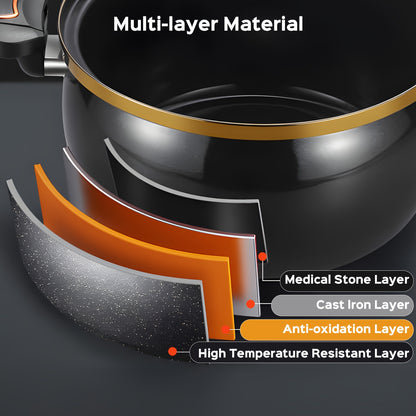 Large-Capacity Soup Pot with a Twist-Lock Handle for Quick Cooking, Non-Stick Pot 8.45QT Multi-Function Cooking Pot, Gas Stove, Open Fire and Induction Cooker, Universal Stew Pot for Homes, Restaurants, Hotels, Fast Food Stor