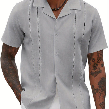 ELESOL Guayabera Shirts for Men Cuban Short Sleeve Button Summer Shirts