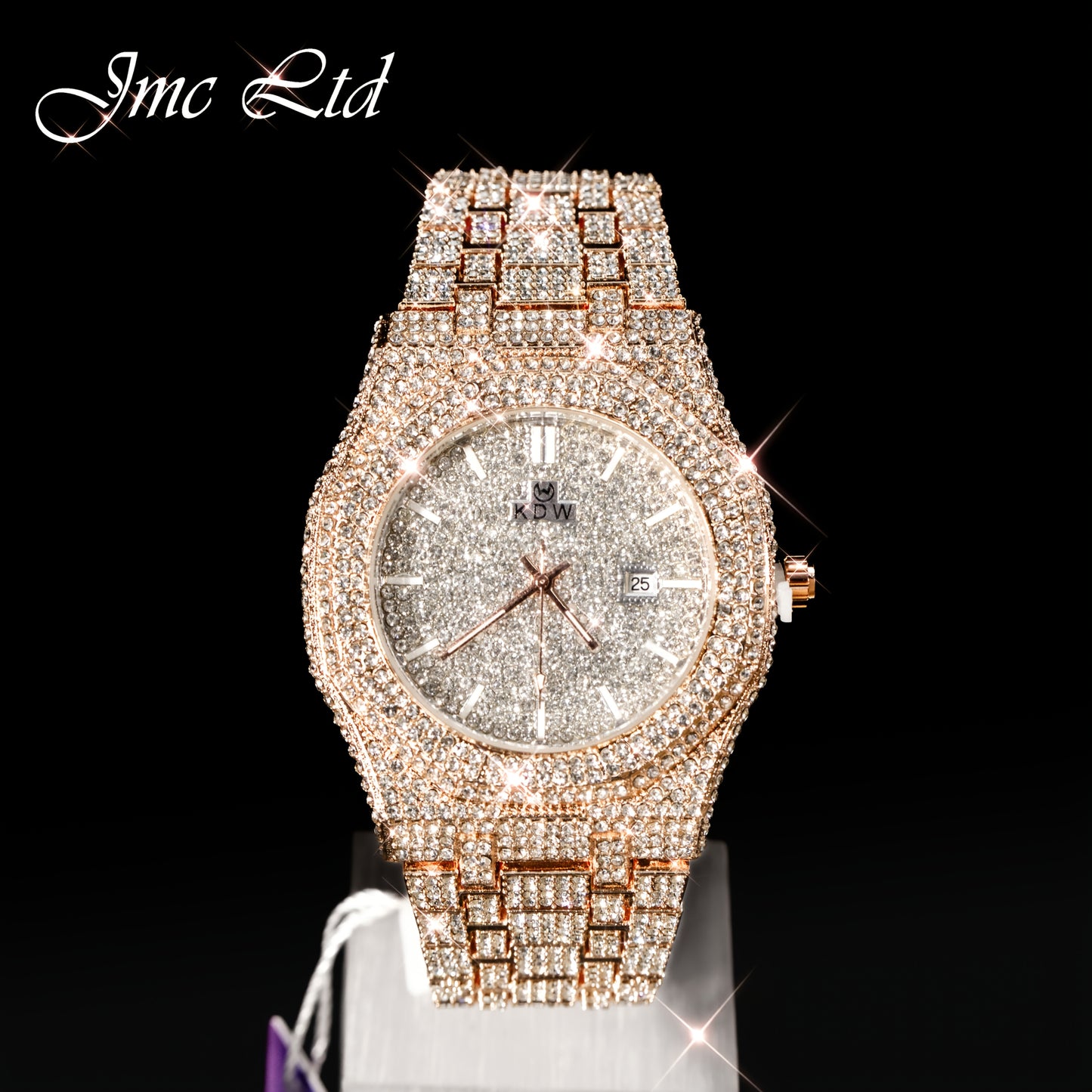 Luxury Hip-Hop Style Watch West Coast Quartz Watch For Men Fully Diamond-Studded Rhinestone Accessory Watch High-End Design Perfect Christmas Gift Wedding Present And Top Gift Choice, Without Battery