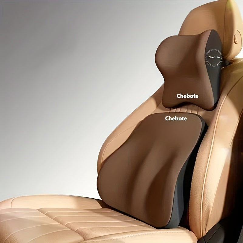 Ergonomic Car Saddle Set - Memory Foam Lumbar Support & Neck Pillow, Fit, Machine Washable, Lumbar Support, Car Use