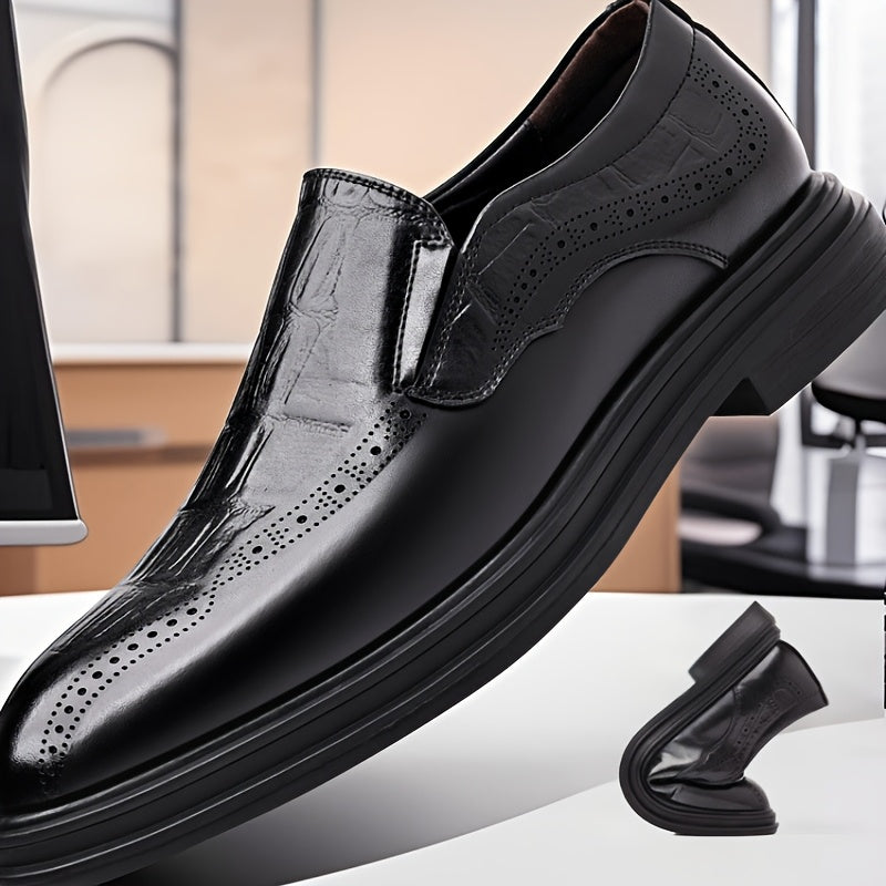 Men's Luxury Formal Shoes - Elegant Square Toe Loafers with Crocodile Texture, Suitable for Weddings, Business Events, And Office Wear for Valentine's Day