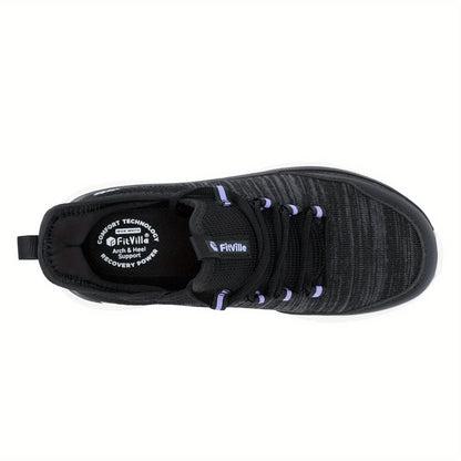 FitVille Women'S Slip On Sneakers Wide Shoes Hands Free Running Shoes Slip-On Walking Shoes- Cloud Walker V7