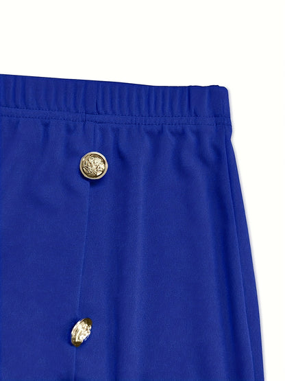 Women'S Elegant Geometric Print Blouse & Stylish Button-Up Skirt Two-Piece Set - Spring/Summer Fashion, Sleeveless Top with Polo Collar, and High-Waisted Skirt, Ideal for Office or Casual Attire, Office Attire|Geometric Print