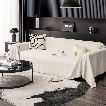 1pc Luxurious Waterproof Sofa Cover with Tassels - Durable, Washable, and Universal Furniture Protector for Living Room Home Decor - Stylish Couch Slipcover and Throw Blanket Alternative