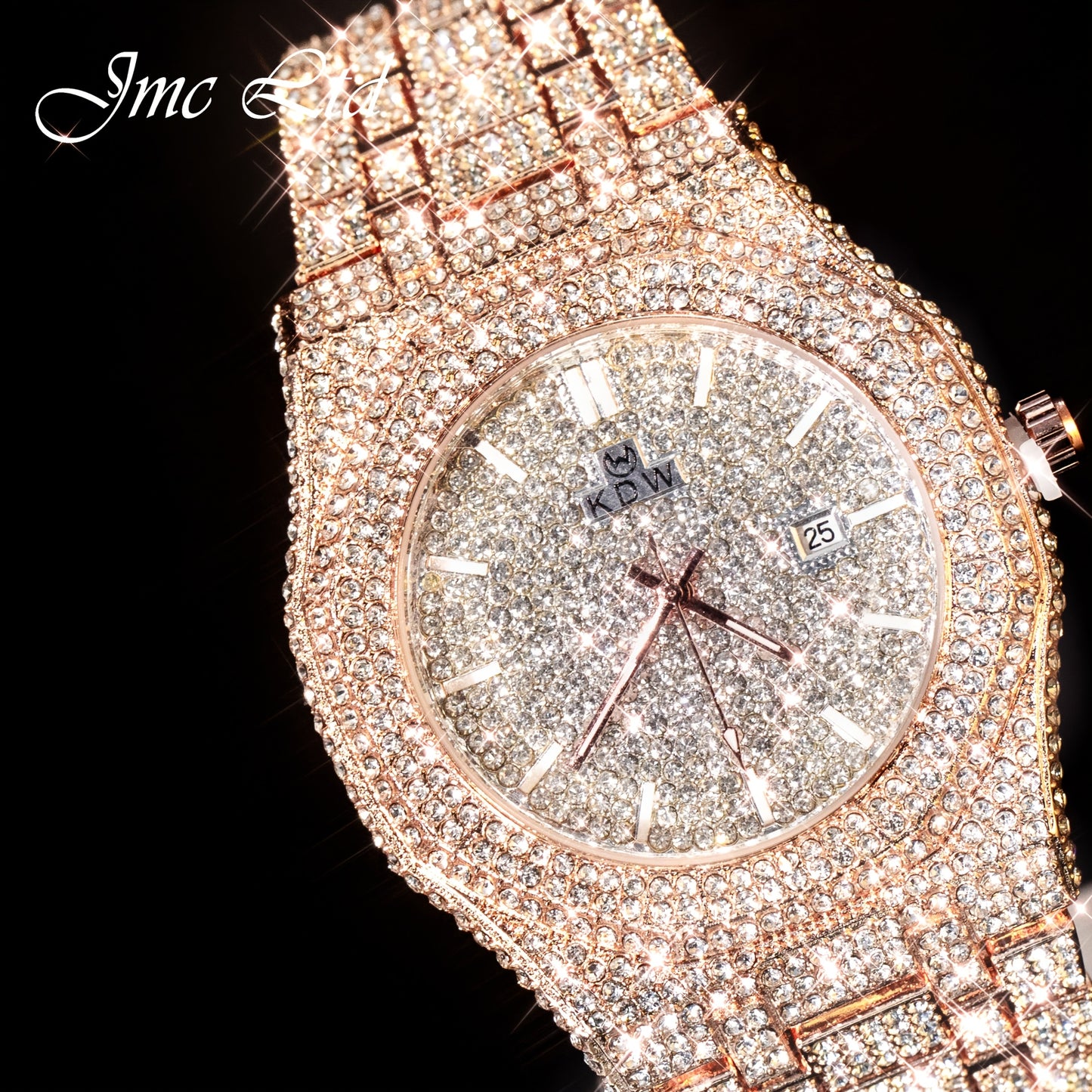 Luxury Hip-Hop Style Watch West Coast Quartz Watch For Men Fully Diamond-Studded Rhinestone Accessory Watch High-End Design Perfect Christmas Gift Wedding Present And Top Gift Choice, Without Battery