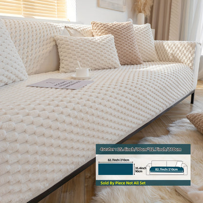 1pc Plush Nordic Sofa Slipcover - Anti-Slip, Fashionable, Simple Modern Design, Four Seasons Universal Fit, Furniture Protector for Bedroom, Office, Living Room Home Decor - Easy to Clean, Stain-Resistant, Soft, Breathable, a