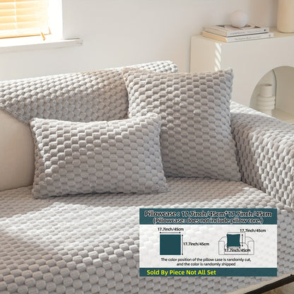 1pc Plush Nordic Sofa Slipcover - Anti-Slip, Fashionable, Simple Modern Design, Four Seasons Universal Fit, Furniture Protector for Bedroom, Office, Living Room Home Decor - Easy to Clean, Stain-Resistant, Soft, Breathable, a