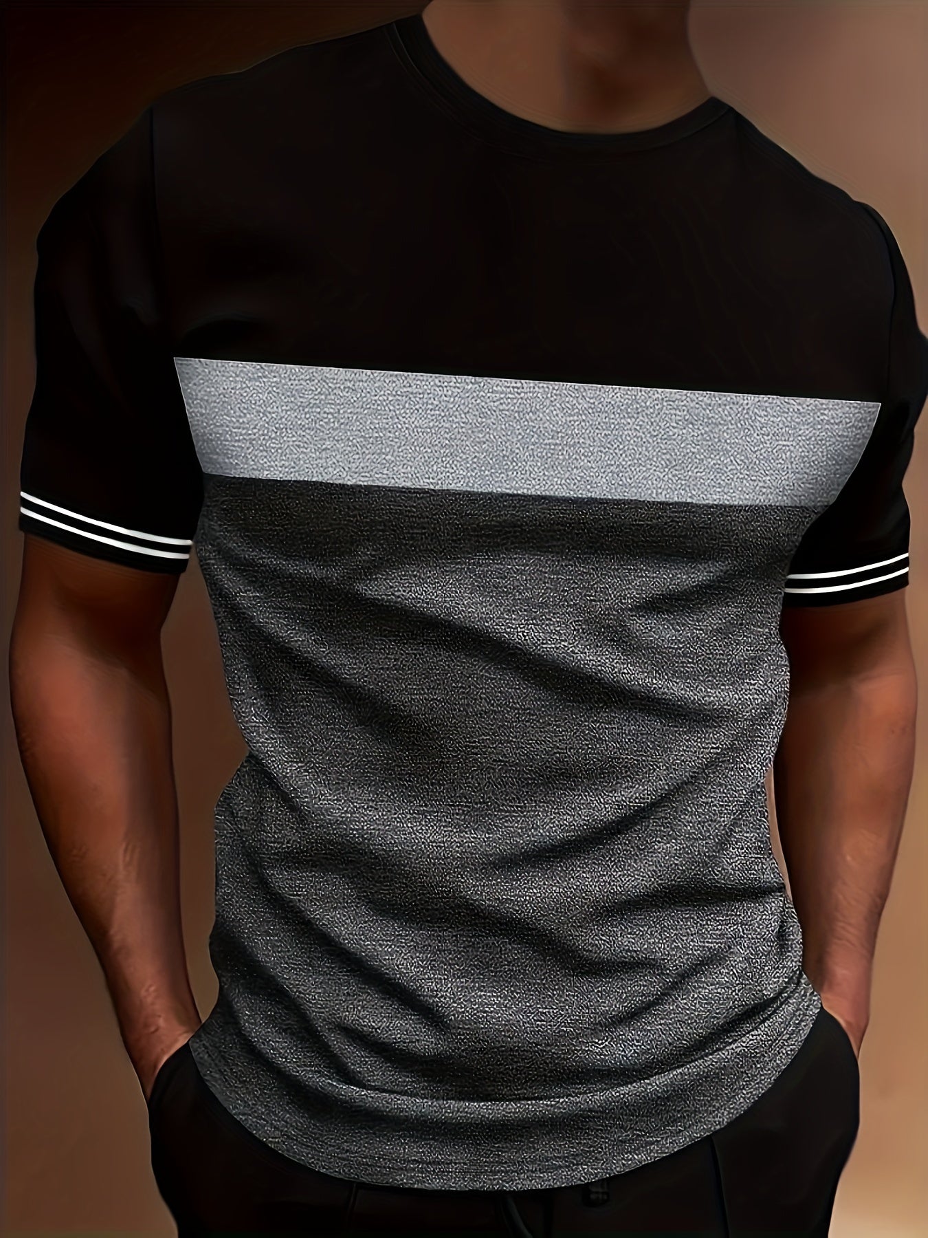 Stylish Stripe Pattern T-shirt Men'S Crew Neck Short Sleeve Tees Casual Summer Tshirt Tops For Daily Wear Work Out And Vacation Resorts