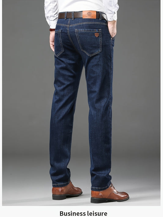 Men'S Jeans, Loose, Cotton High Quality Pants, Plus Size, Straight Pants, Stretch, Four Seasons, Thick, Stylish, Work Pants, Slacks, Stacked Jeans