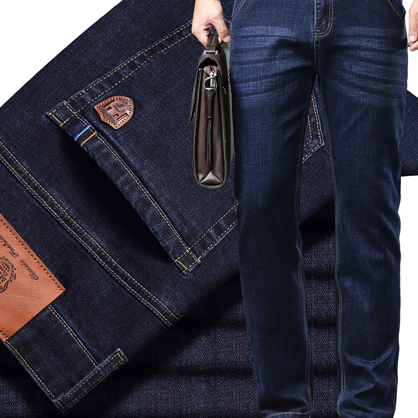 Men'S Jeans, Loose, Cotton High Quality Pants, Plus Size, Straight Pants, Stretch, Four Seasons, Thick, Stylish, Work Pants, Slacks, Stacked Jeans