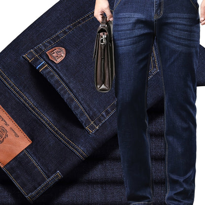 Men'S Jeans, Loose, Cotton High Quality Pants, Plus Size, Straight Pants, Stretch, Four Seasons, Thick, Stylish, Work Pants, Slacks, Stacked Jeans