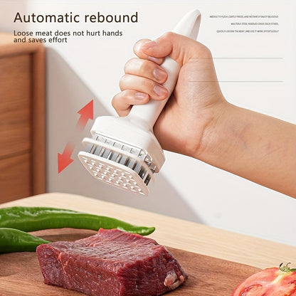 1pc Stainless Steel Meat Tenderizer, Kitchen Meat Tenderizer With 24 Steel Needles Blades, Meat Tendering Hammer, Kitchen Meat Tenderizing Tool, For Beef, Turkey, Steak, Pork, Kitchen Utensils, Kitchen Supplies