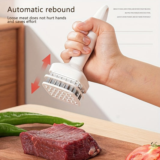 1pc Stainless Steel Meat Tenderizer, Kitchen Meat Tenderizer With 24 Steel Needles Blades, Meat Tendering Hammer, Kitchen Meat Tenderizing Tool, For Beef, Turkey, Steak, Pork, Kitchen Utensils, Kitchen Supplies