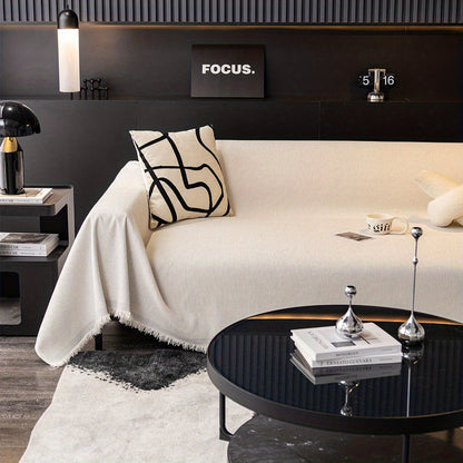 1pc Luxurious Waterproof Sofa Cover with Tassels - Durable, Washable, and Universal Furniture Protector for Living Room Home Decor - Stylish Couch Slipcover and Throw Blanket Alternative