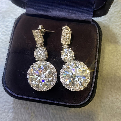 2pcs of S925 Silvery with 5-Carat 5A Zirconia Pendant Earrings, for Engagement, Wedding, Holiday, Birthday, And Anniversary Gifts