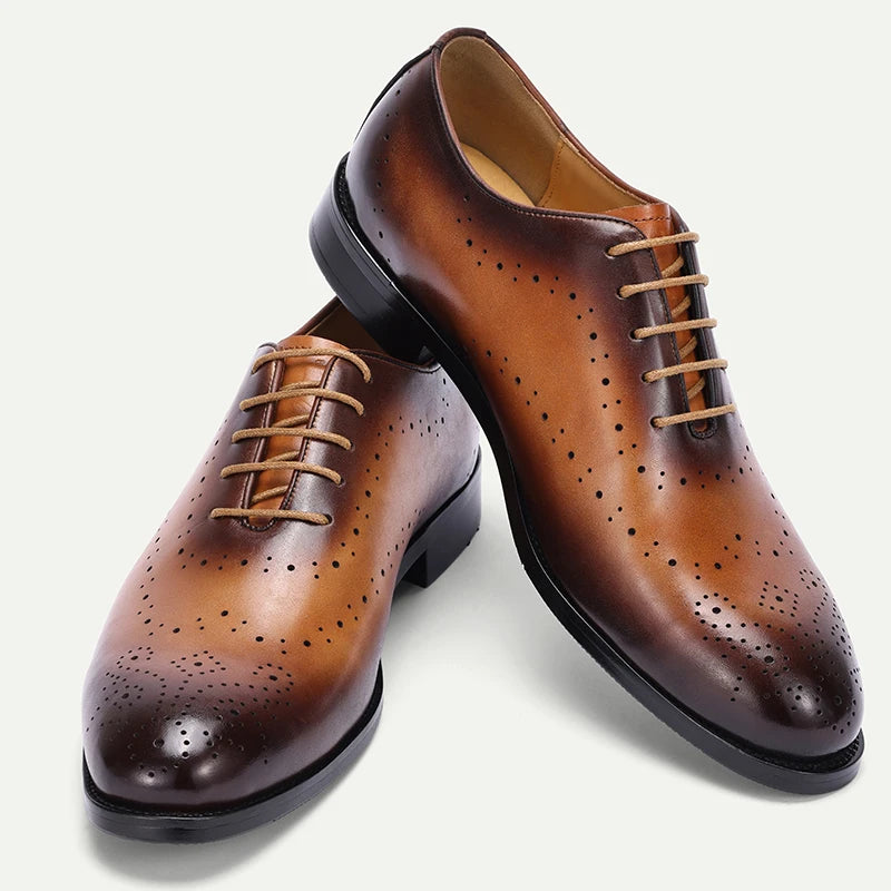 LUXURY BRAND MEN'S LEATHER SHOES LACE UP POINTED DERBY OXFORD PRINT CASUAL MENS DRESS WEDDING PARTY SHOES MEN