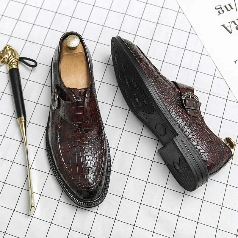 Business Dress Men Shoes Classic Formal Leather Shoes Men Slip-On Fashion Office Wedding Shoes Flats Pointed Toe Oxford Shoes