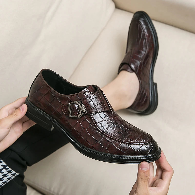 Business Dress Men Shoes Classic Formal Leather Shoes Men Slip-On Fashion Office Wedding Shoes Flats Pointed Toe Oxford Shoes