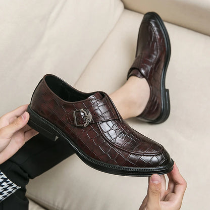 Business Dress Men Shoes Classic Formal Leather Shoes Men Slip-On Fashion Office Wedding Shoes Flats Pointed Toe Oxford Shoes