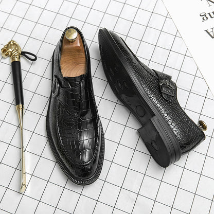 Business Dress Men Shoes Classic Formal Leather Shoes Men Slip-On Fashion Office Wedding Shoes Flats Pointed Toe Oxford Shoes