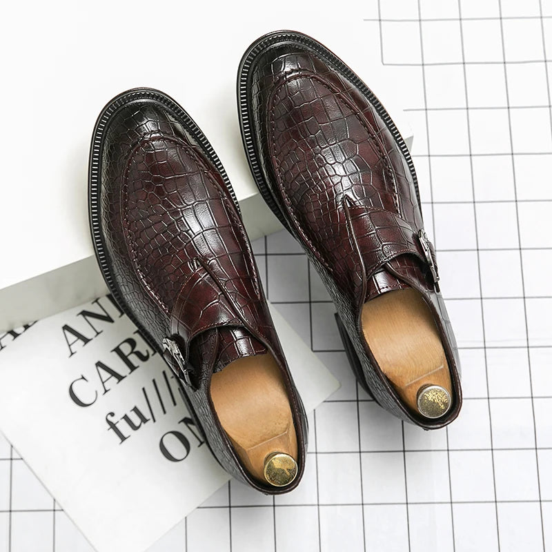 Business Dress Men Shoes Classic Formal Leather Shoes Men Slip-On Fashion Office Wedding Shoes Flats Pointed Toe Oxford Shoes