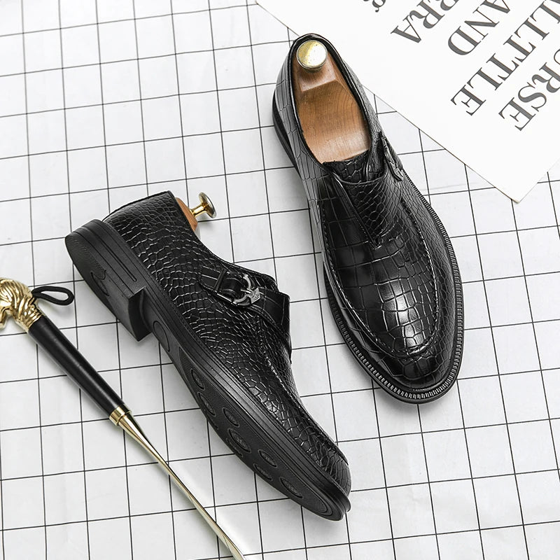 Business Dress Men Shoes Classic Formal Leather Shoes Men Slip-On Fashion Office Wedding Shoes Flats Pointed Toe Oxford Shoes