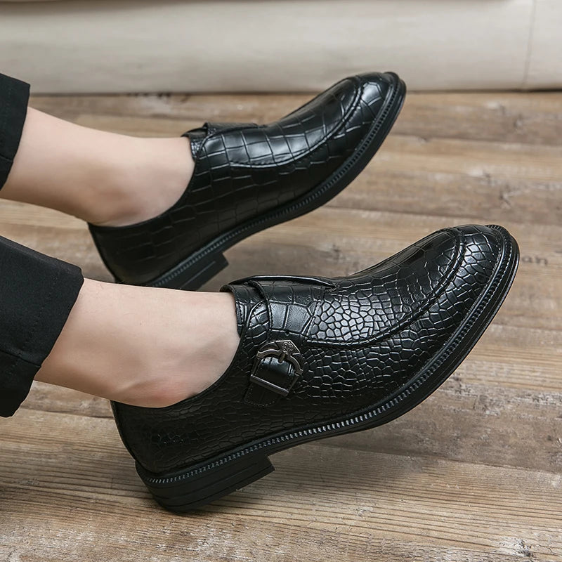 Business Dress Men Shoes Classic Formal Leather Shoes Men Slip-On Fashion Office Wedding Shoes Flats Pointed Toe Oxford Shoes