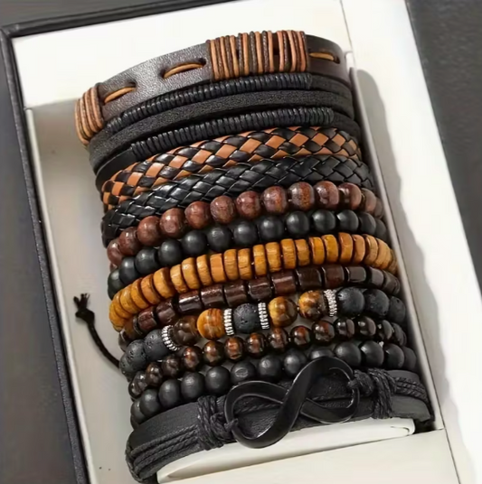 Lot de 12 bracelets rétro tressés