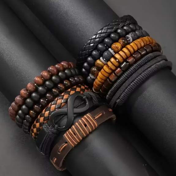 Lot de 12 bracelets rétro tressés