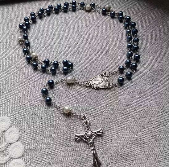 Chapelet simple en perles de verre