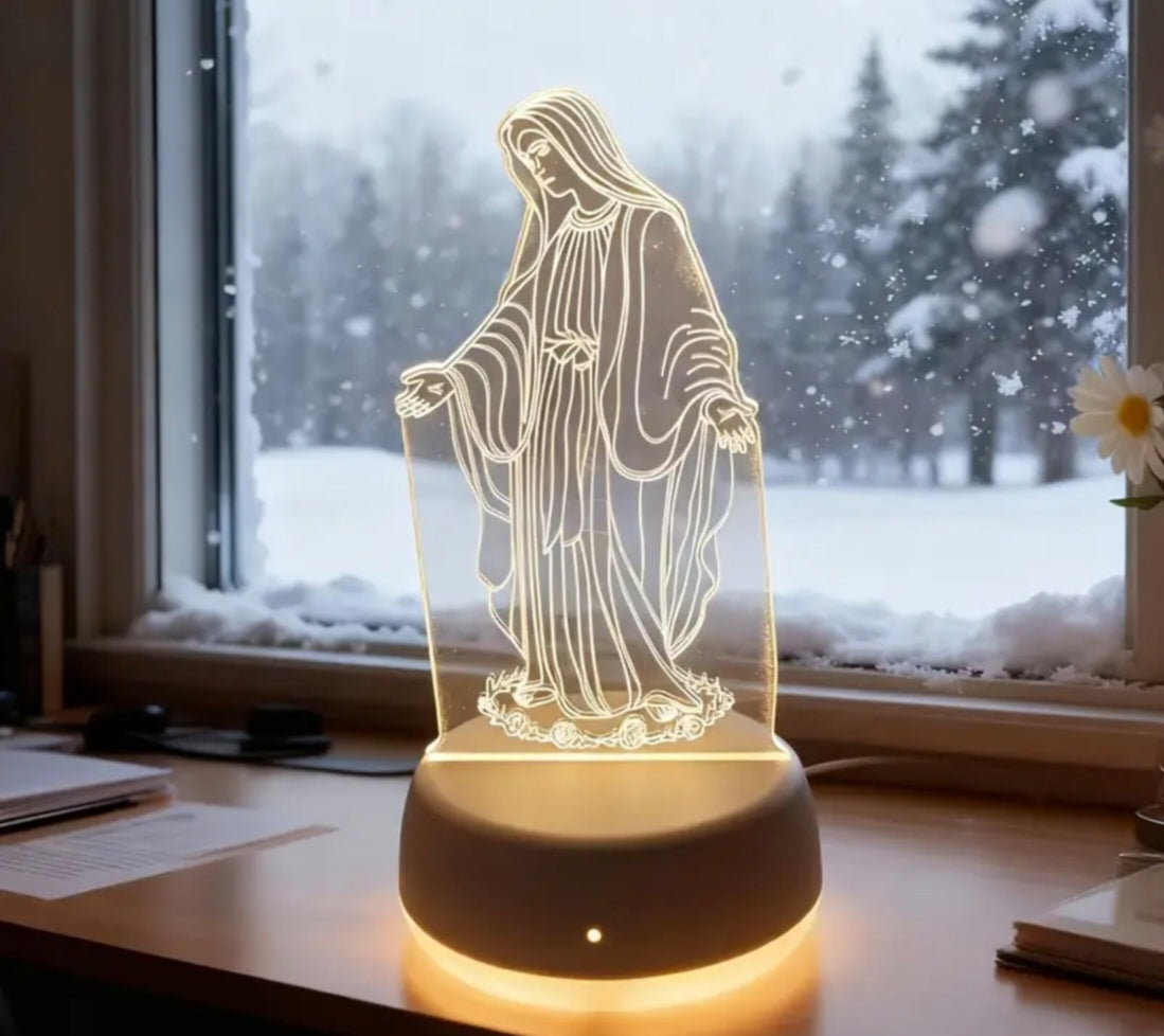 Lumière LED 3D de la Vierge Marie