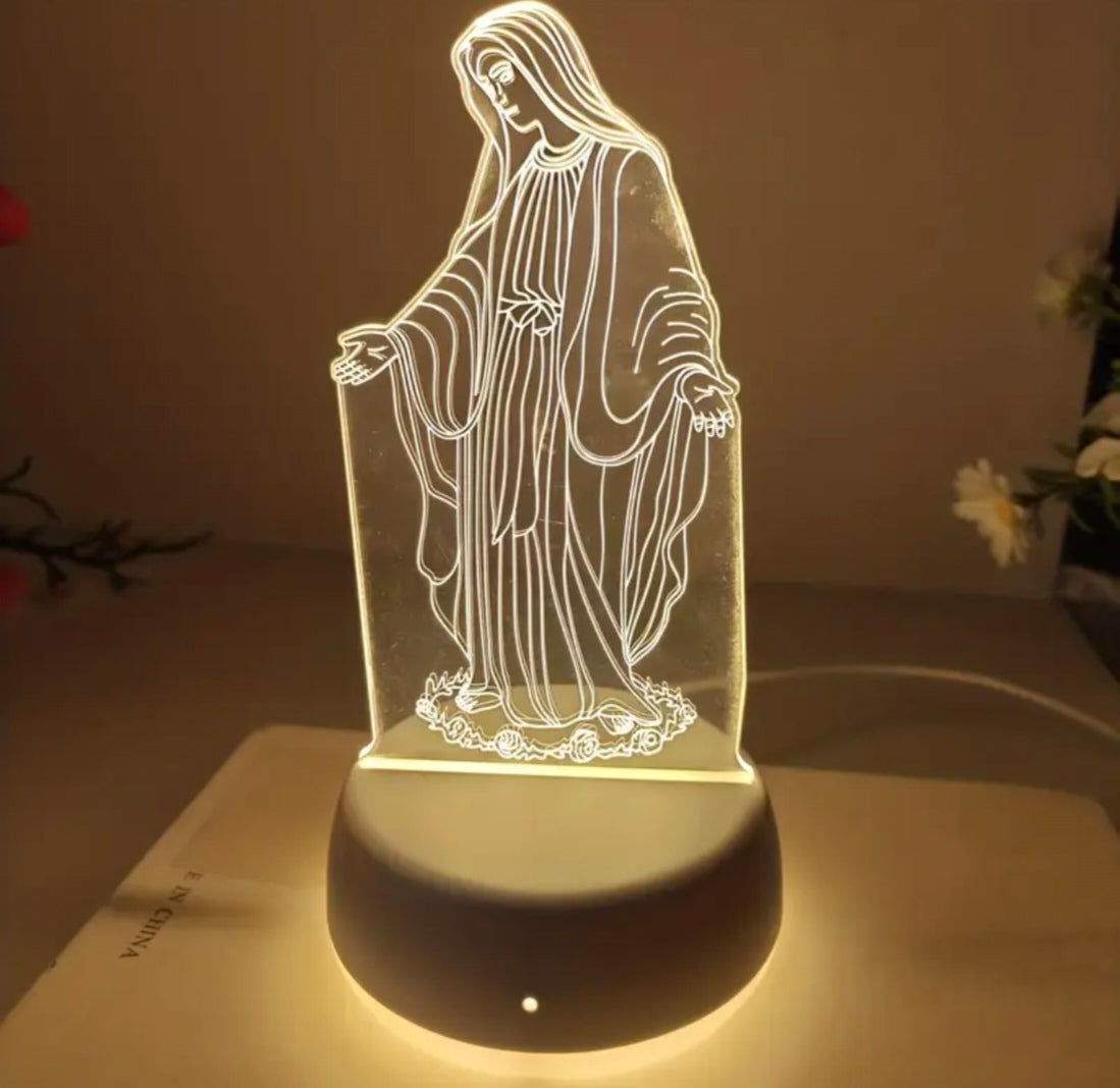 Lumière LED 3D de la Vierge Marie
